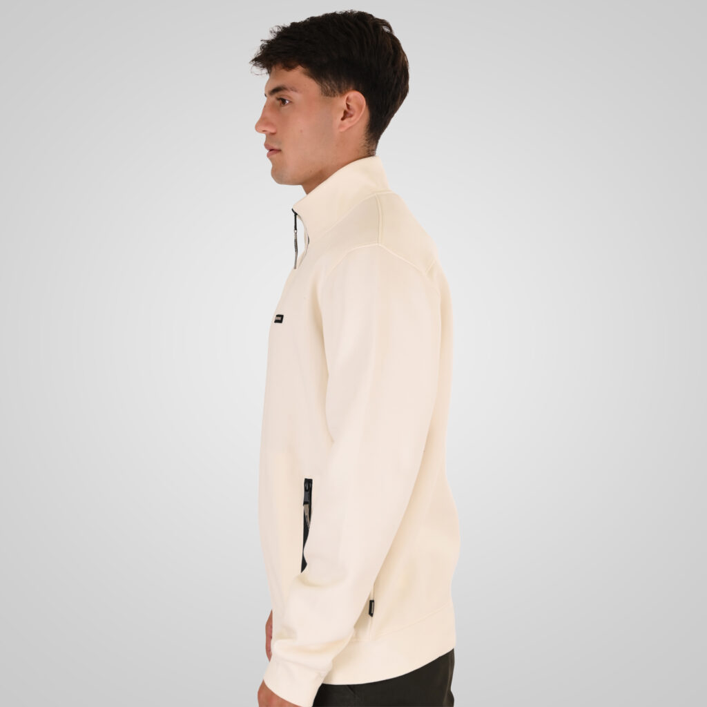 262RTOP-1123 FULL-ZIP WITH STAND-UP COLLAR AND ZIPPER POCKETS (INTERLOCK) POLAR WHITE