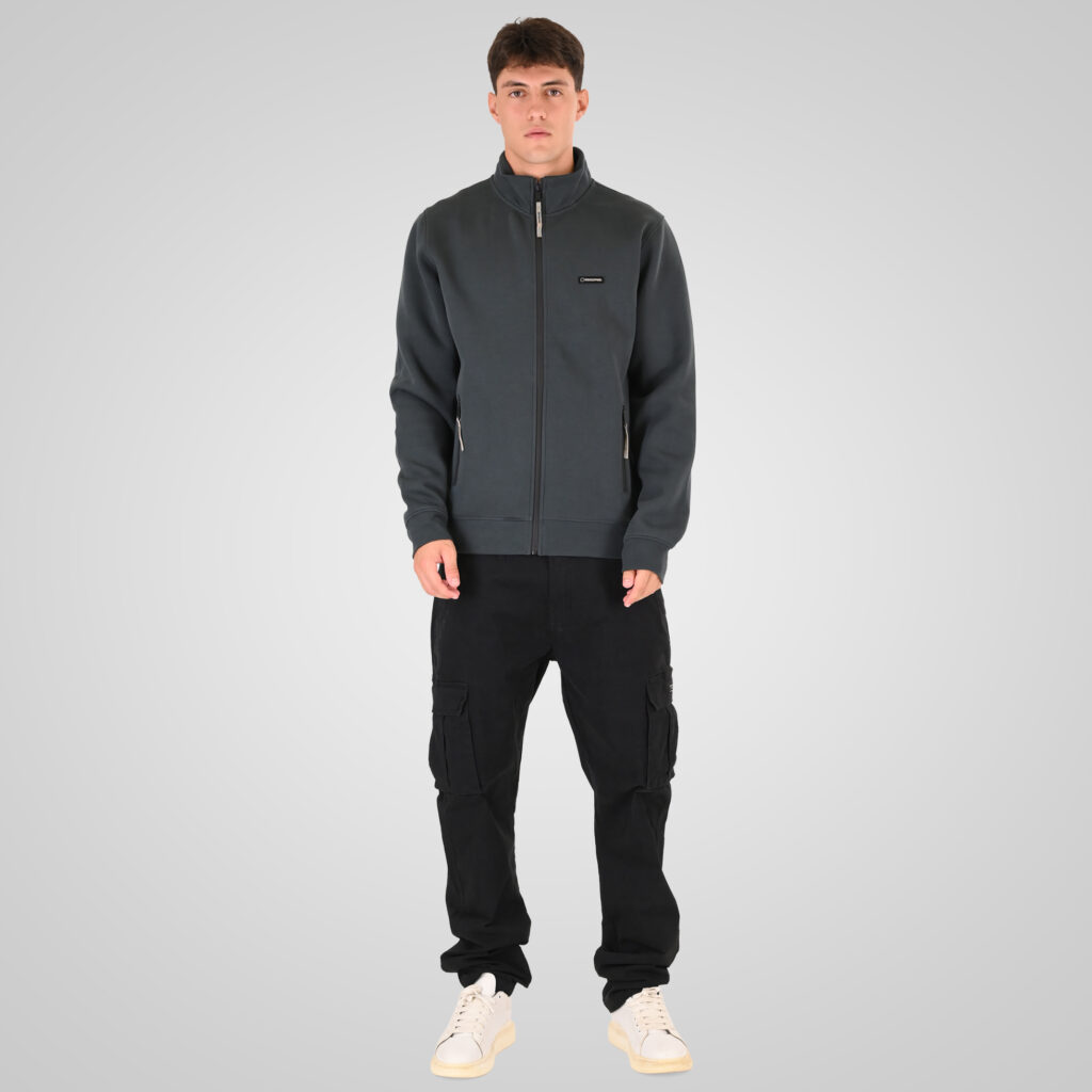262RTOP-1123 FULL-ZIP WITH STAND-UP COLLAR AND ZIPPER POCKETS (INTERLOCK) SHADOW GREEN