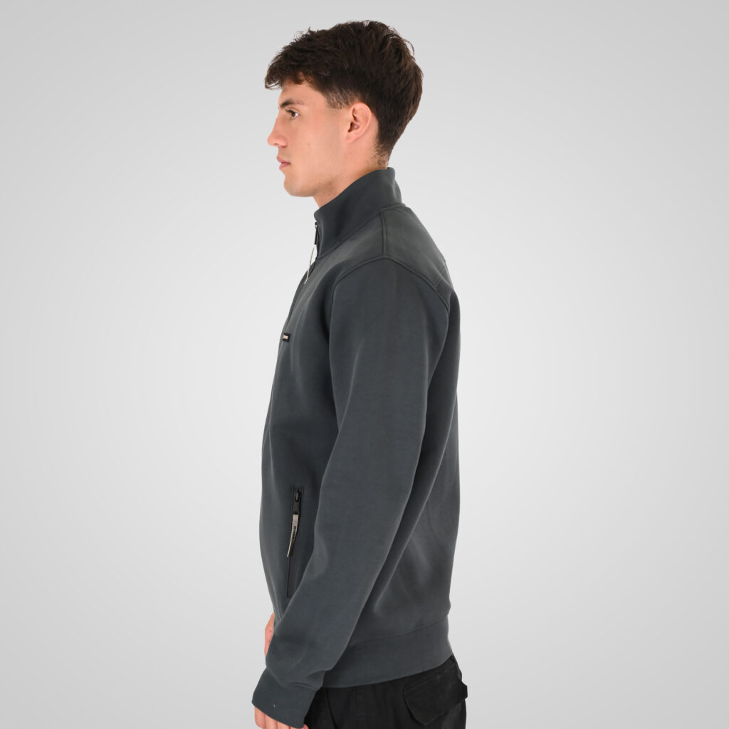 262RTOP-1123 FULL-ZIP WITH STAND-UP COLLAR AND ZIPPER POCKETS (INTERLOCK) SHADOW GREEN