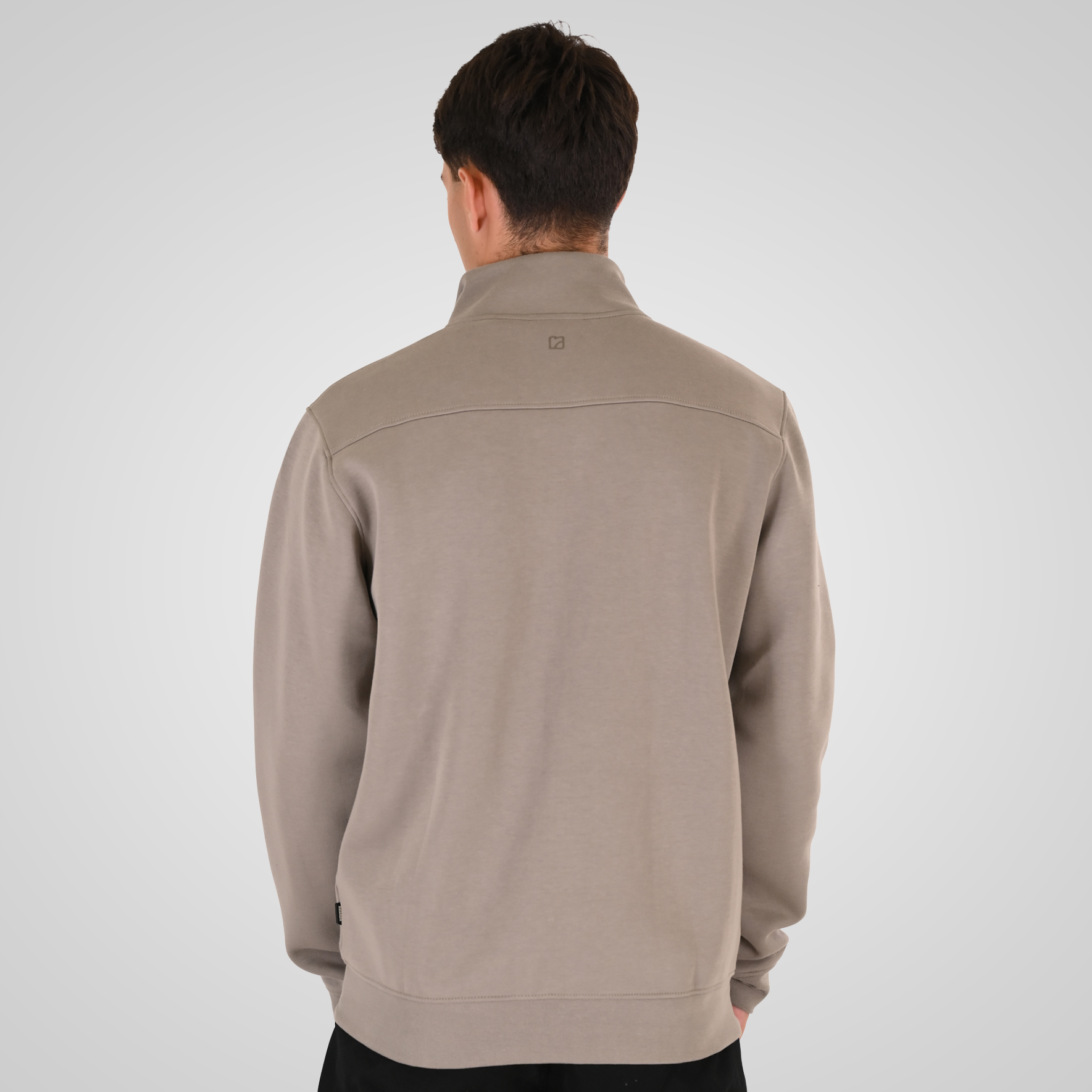 262RTOP-1123 FULL-ZIP WITH STAND-UP COLLAR AND ZIPPER POCKETS (INTERLOCK) SMOKE BEIGE - Image 4