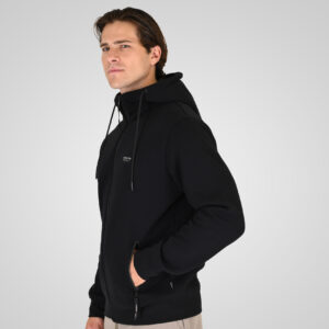 262RTOP-1124 HOODIE FULL-ZIP WITH HIGH DENSITY PRINT AND ZIPPER POCKETS (BRUSHED FLEECE) BLACK - Image 3