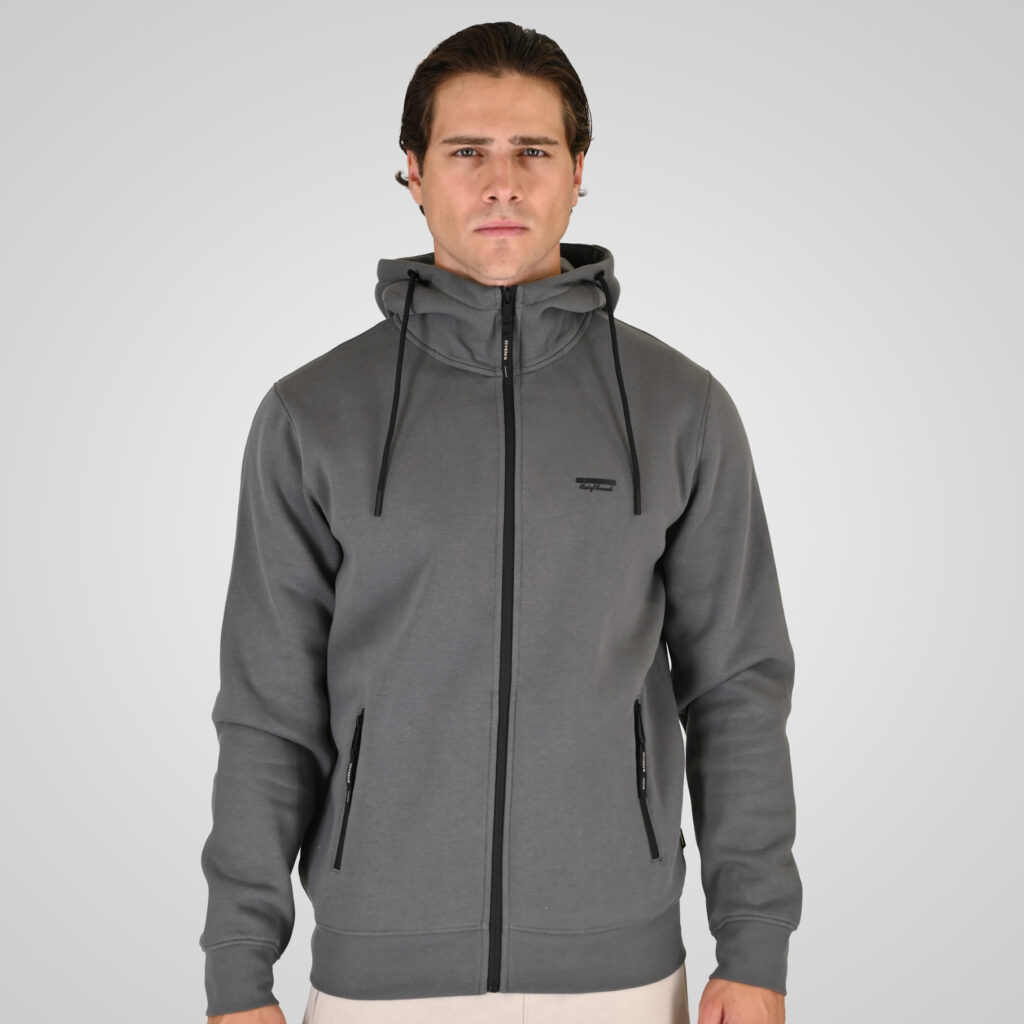 262RTOP-1124 HOODIE FULL-ZIP WITH HIGH DENSITY PRINT AND ZIPPER POCKETS (BRUSHED FLEECE) CLOUDY GREY