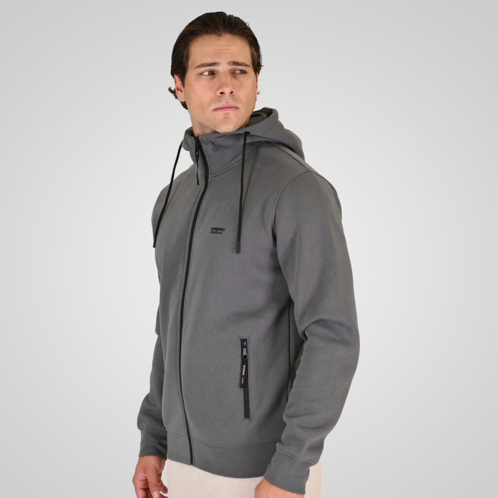 262RTOP-1124 HOODIE FULL-ZIP WITH HIGH DENSITY PRINT AND ZIPPER POCKETS (BRUSHED FLEECE) CLOUDY GREY