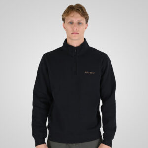 262RTOP-1128 HALF-ZIP WITH STAND-UP COLLAR AND EMBROIDERY (BRUSHED FLEECE) BLACK