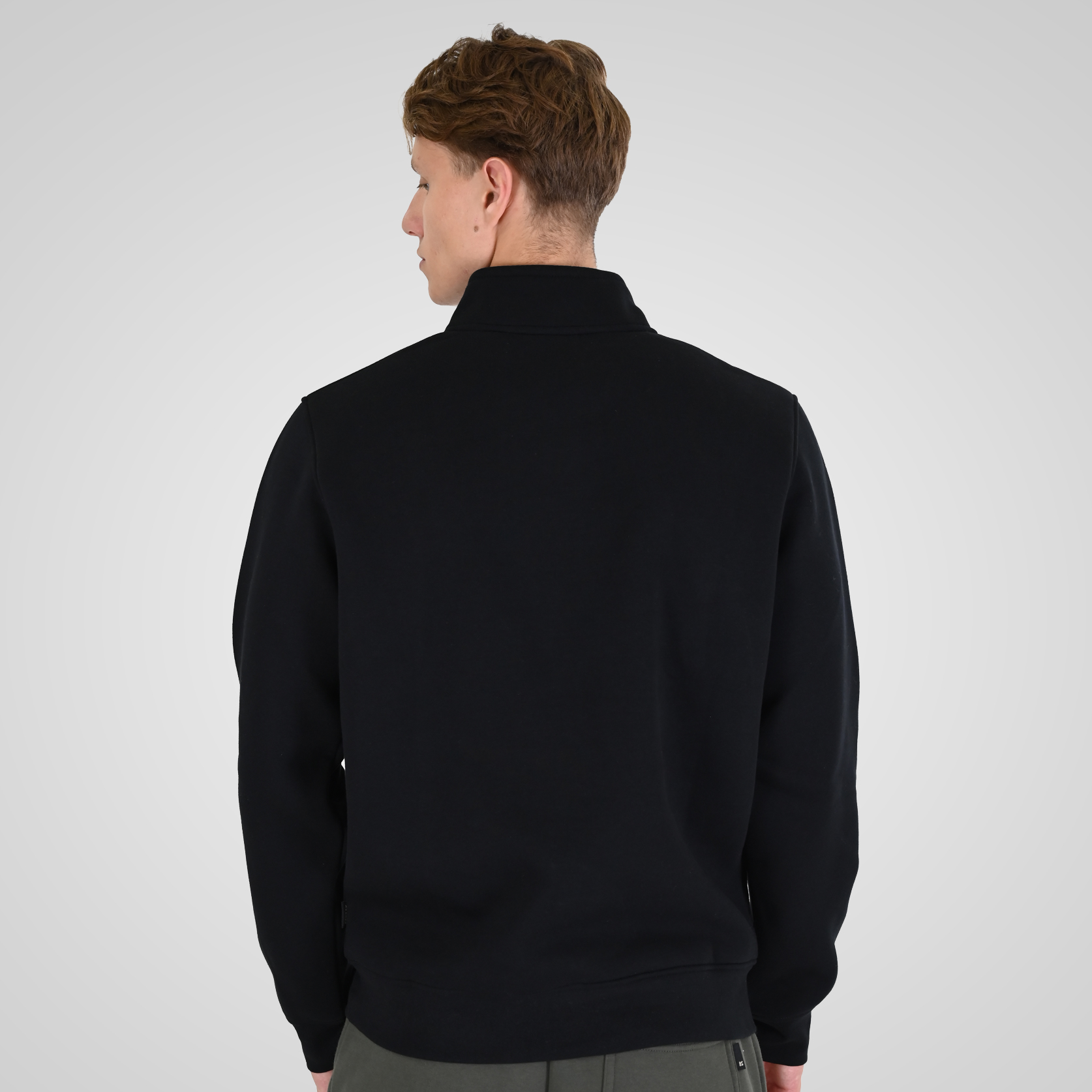 262RTOP-1128 HALF-ZIP WITH STAND-UP COLLAR AND EMBROIDERY (BRUSHED FLEECE) BLACK - Image 4