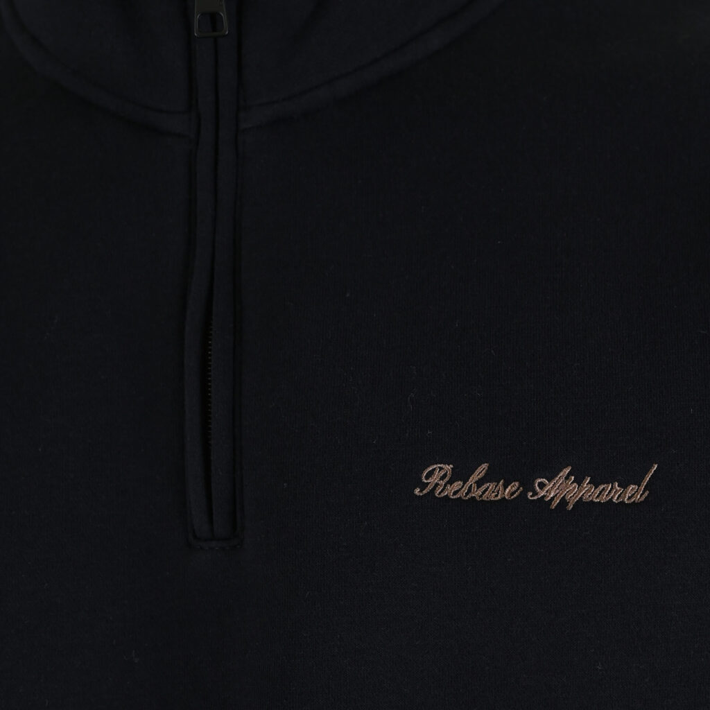 262RTOP-1128 HALF-ZIP WITH STAND-UP COLLAR AND EMBROIDERY (BRUSHED FLEECE) BLACK