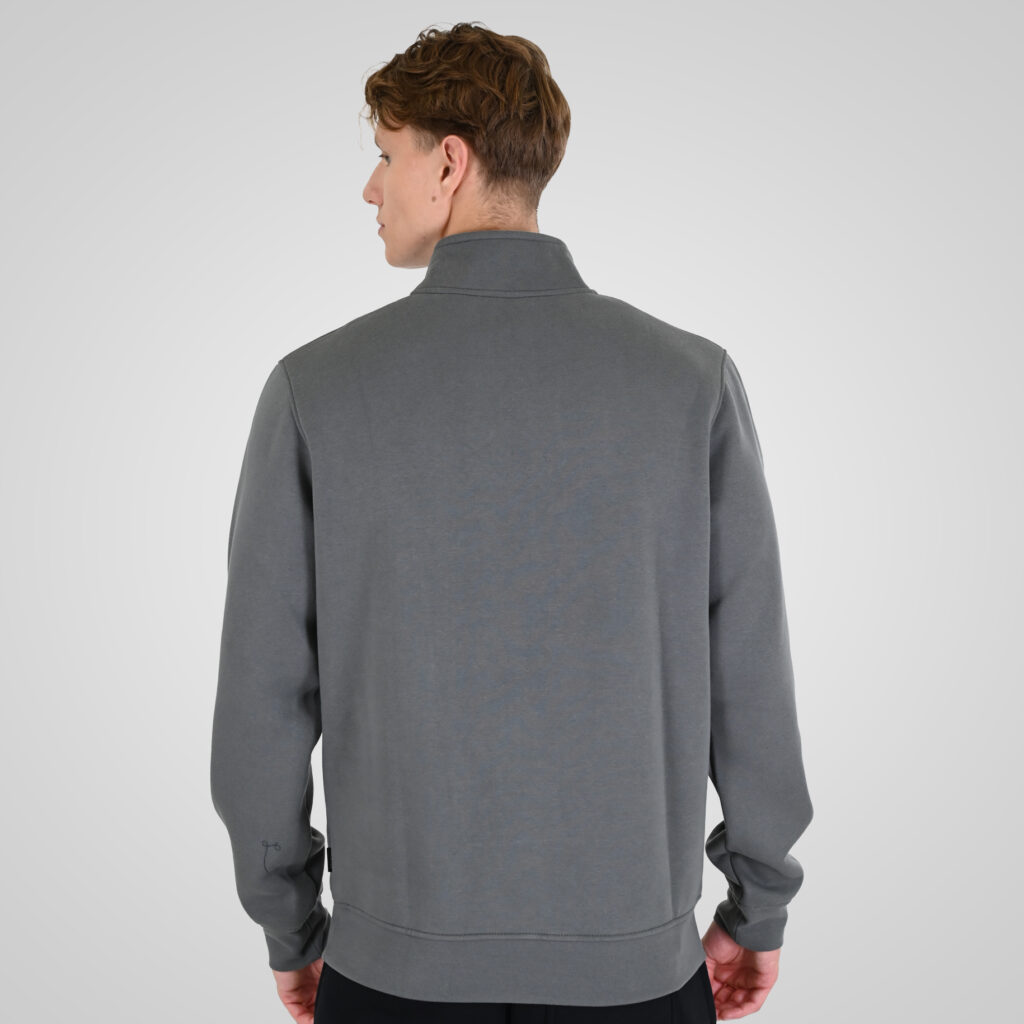 262RTOP-1128 HALF-ZIP WITH STAND-UP COLLAR AND EMBROIDERY (BRUSHED FLEECE) CLOUDY GREY