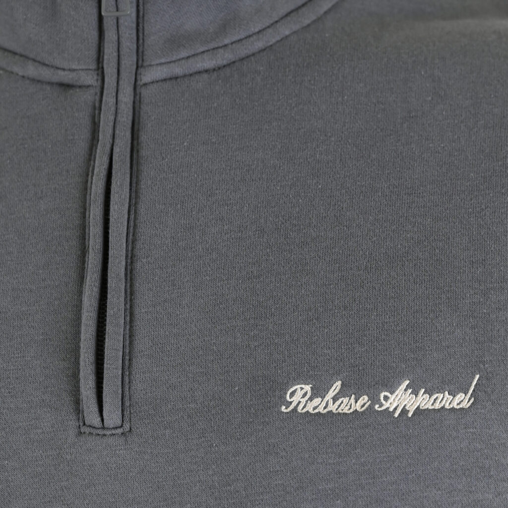 262RTOP-1128 HALF-ZIP WITH STAND-UP COLLAR AND EMBROIDERY (BRUSHED FLEECE) CLOUDY GREY