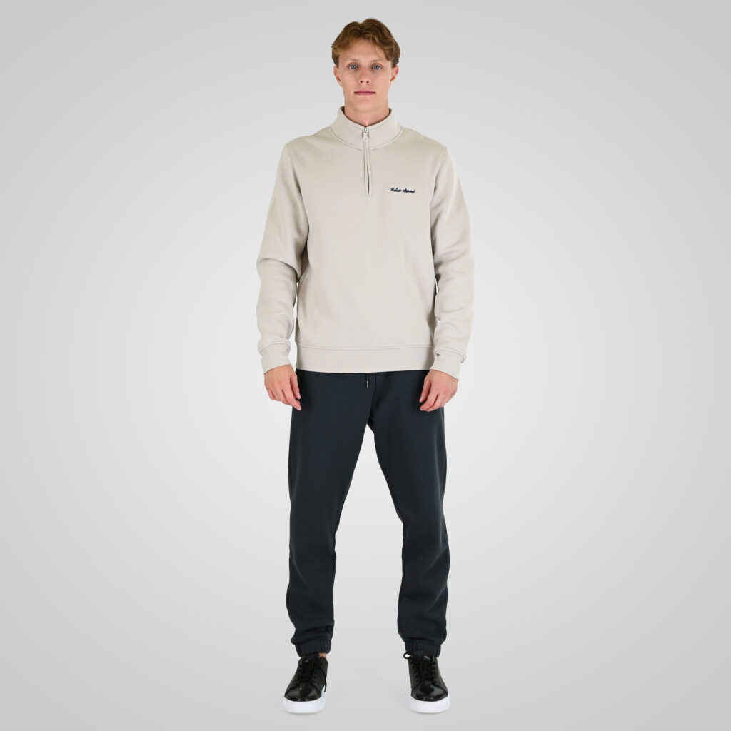 262RTOP-1128 HALF-ZIP WITH STAND-UP COLLAR AND EMBROIDERY (BRUSHED FLEECE) ICE