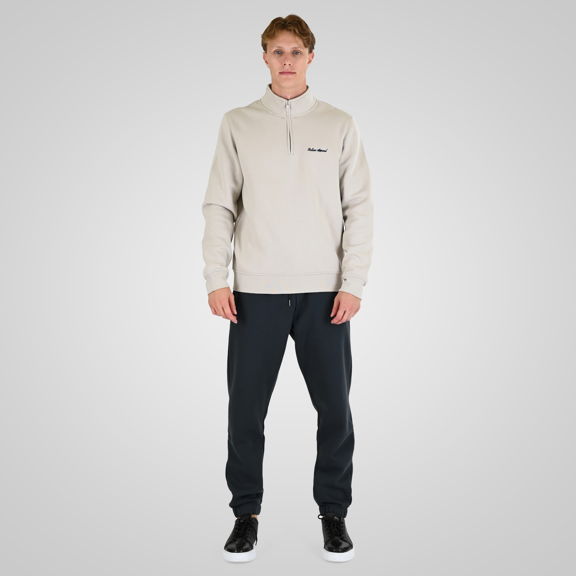 262RTOP-1128 HALF-ZIP WITH STAND-UP COLLAR AND EMBROIDERY (BRUSHED FLEECE) ICE - Image 2