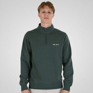 262RTOP-1128 HALF-ZIP WITH STAND-UP COLLAR AND EMBROIDERY (BRUSHED FLEECE) MOSS GREEN