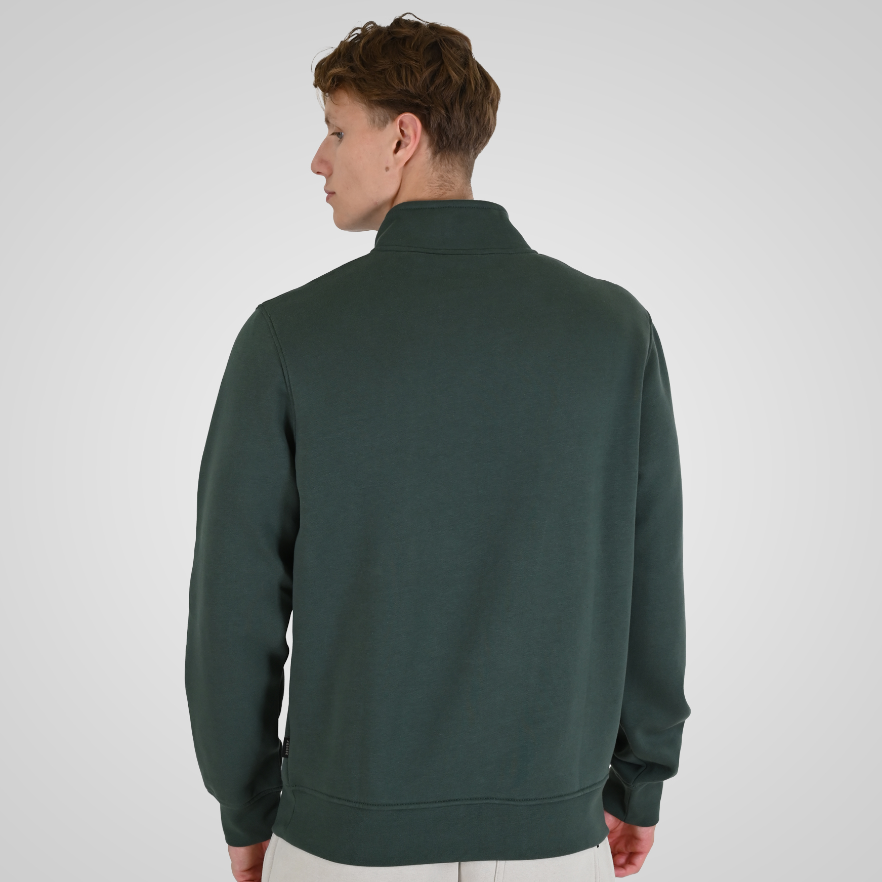262RTOP-1128 HALF-ZIP WITH STAND-UP COLLAR AND EMBROIDERY (BRUSHED FLEECE) MOSS GREEN - Image 4