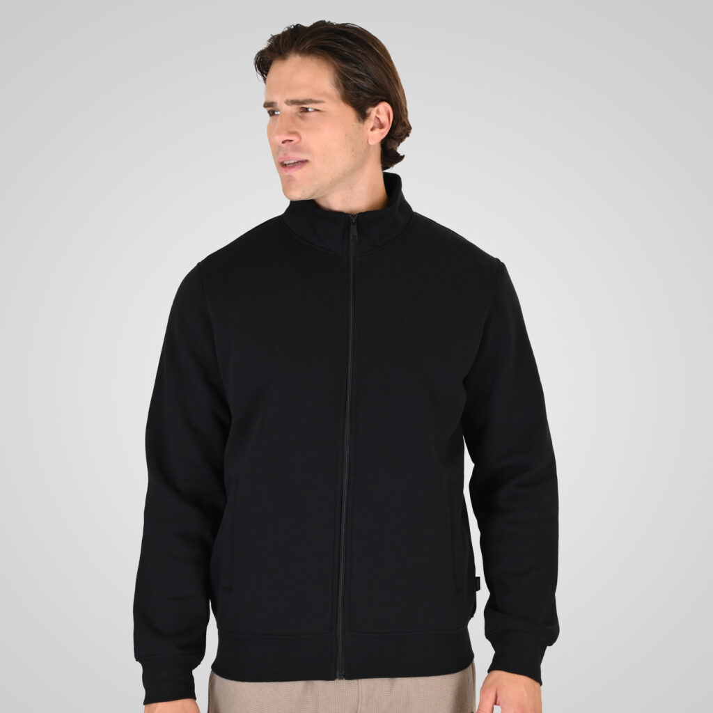262RTOP-1172 FULL-ZIP TOP WITH STAND-UP COLLAR (BRUSHED FLEECE) BLACK