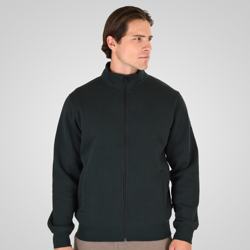 262RTOP-1172 FULL-ZIP TOP WITH STAND-UP COLLAR (BRUSHED FLEECE) FOREST GREEN