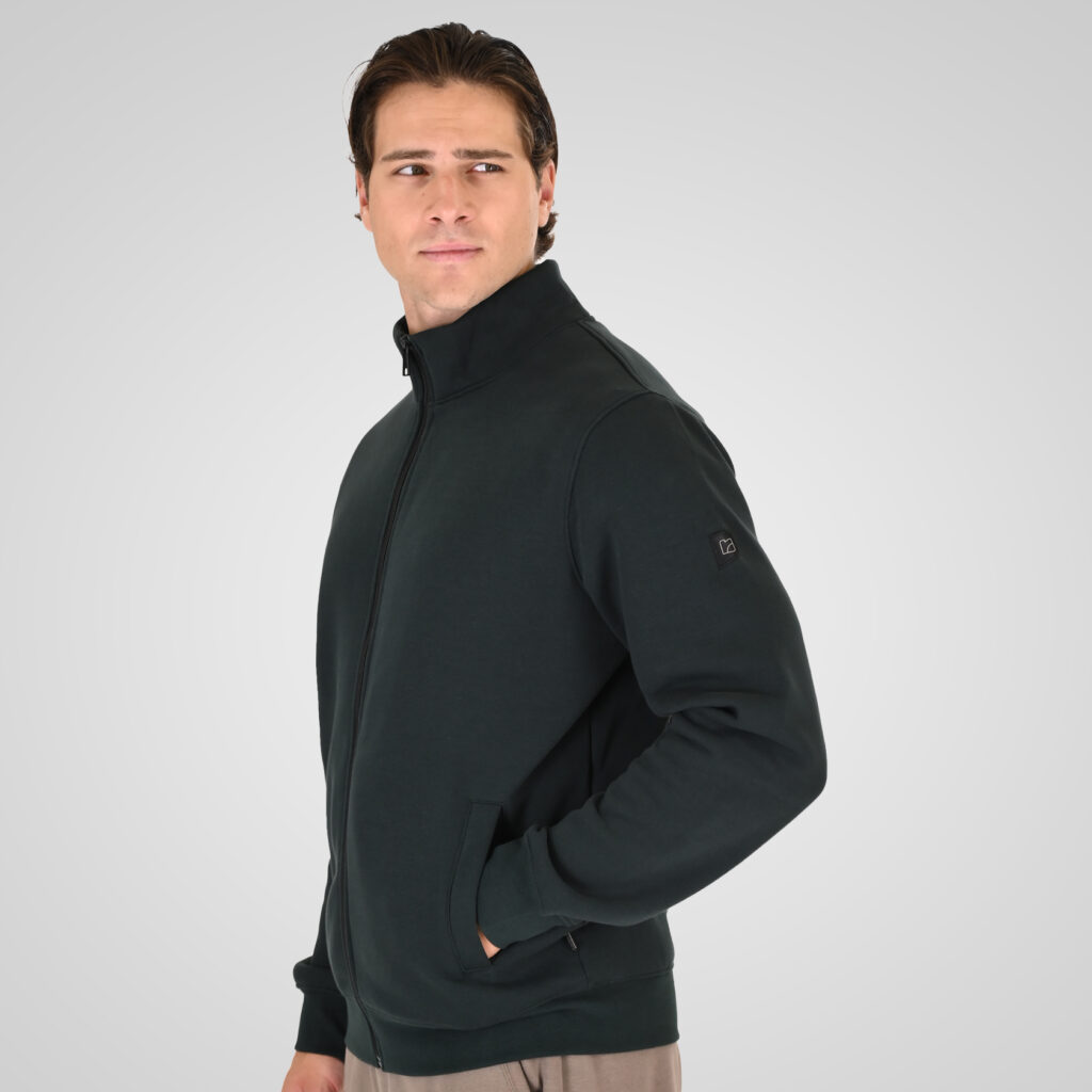 262RTOP-1172 FULL-ZIP TOP WITH STAND-UP COLLAR (BRUSHED FLEECE) FOREST GREEN