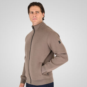 262RTOP-1172 FULL-ZIP TOP WITH STAND-UP COLLAR (BRUSHED FLEECE) TAUPE - Image 3