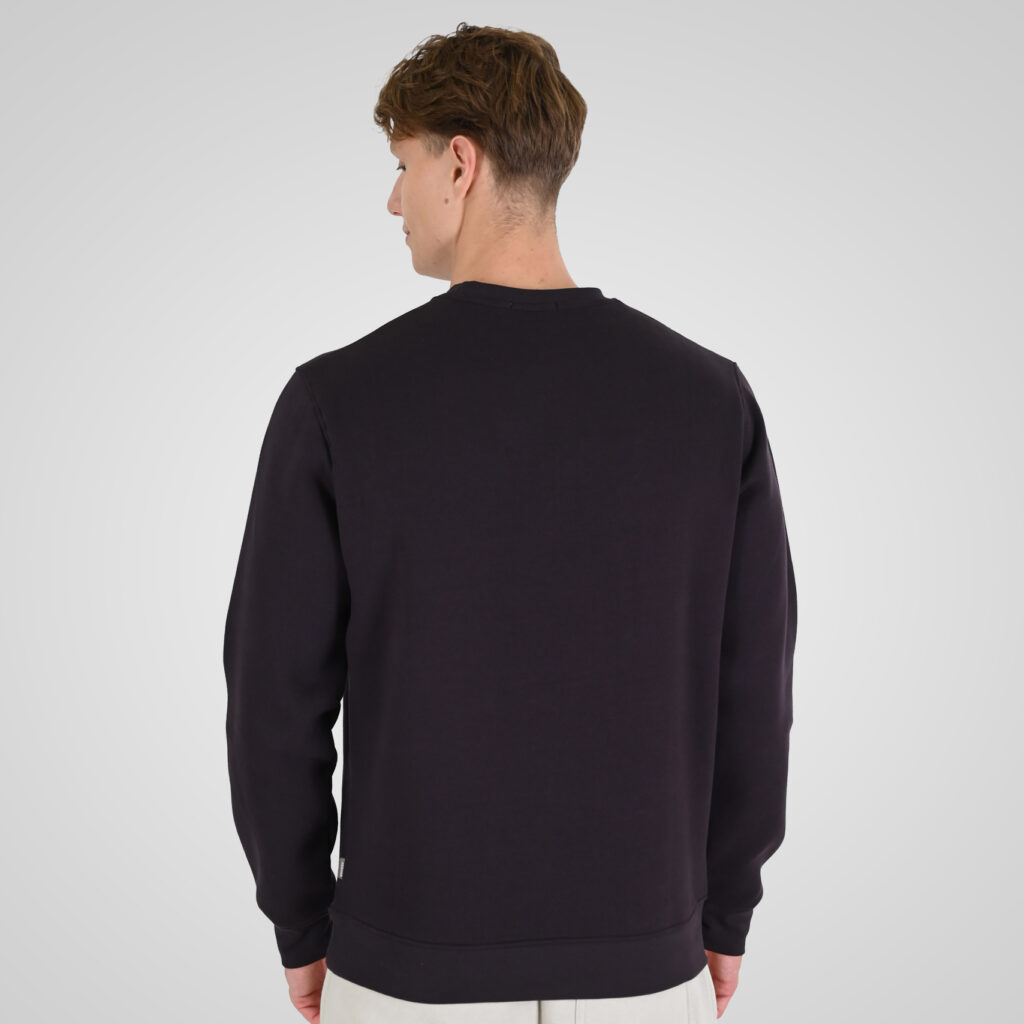 262RTOP-1173 CREWNECK TOP WITH ENGRAVED PRINT (BRUSHED FLEECE) AUBERGINE