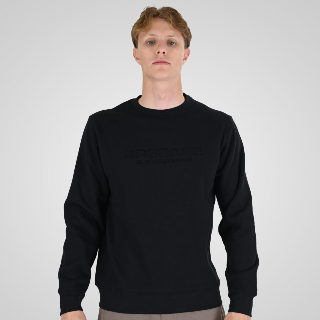 262RTOP-1173 CREWNECK TOP WITH ENGRAVED PRINT (BRUSHED FLEECE) BLACK