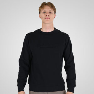 262RTOP-1173 CREWNECK TOP WITH ENGRAVED PRINT (BRUSHED FLEECE) BLACK