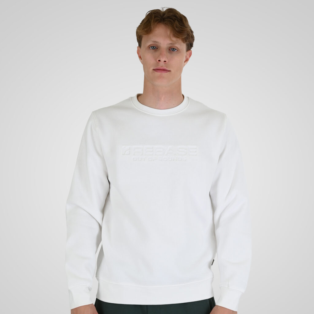 262RTOP-1173 CREWNECK TOP WITH ENGRAVED PRINT (BRUSHED FLEECE) OFF WHITE