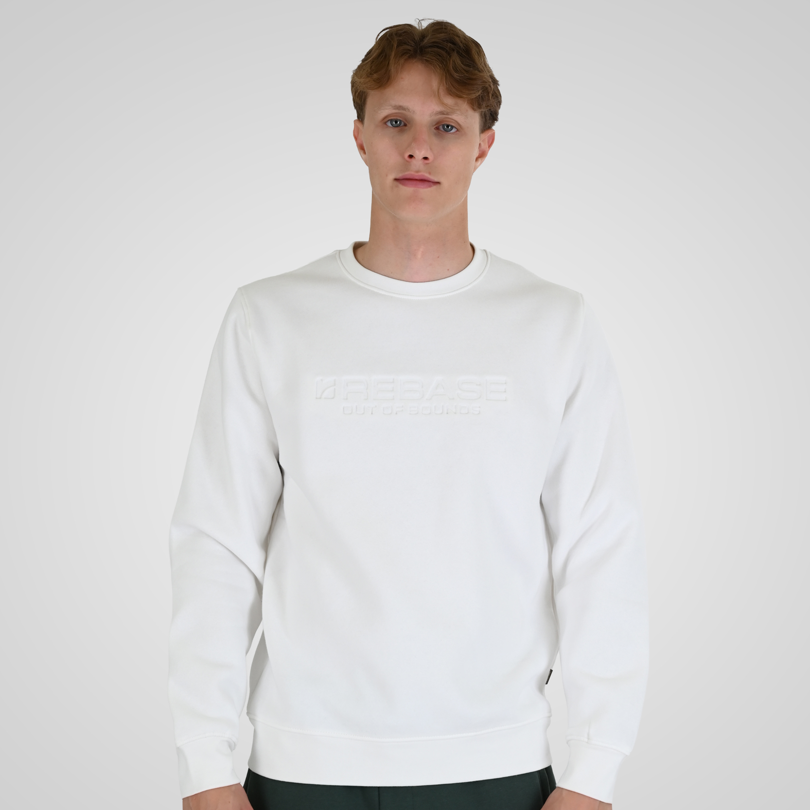 262RTOP-1173 CREWNECK TOP WITH ENGRAVED PRINT (BRUSHED FLEECE) OFF WHITE - Image 1