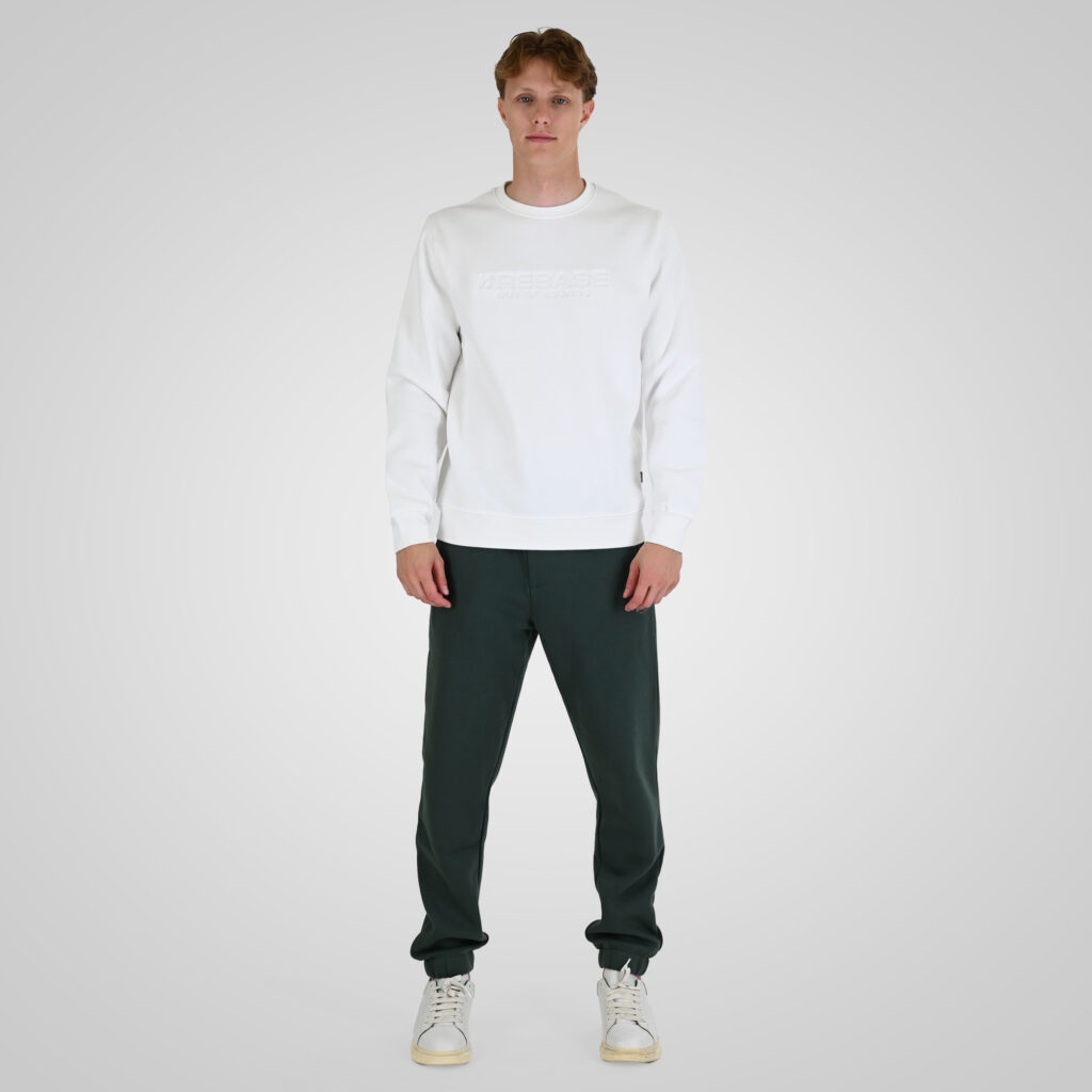262RTOP-1173 CREWNECK TOP WITH ENGRAVED PRINT (BRUSHED FLEECE) OFF WHITE