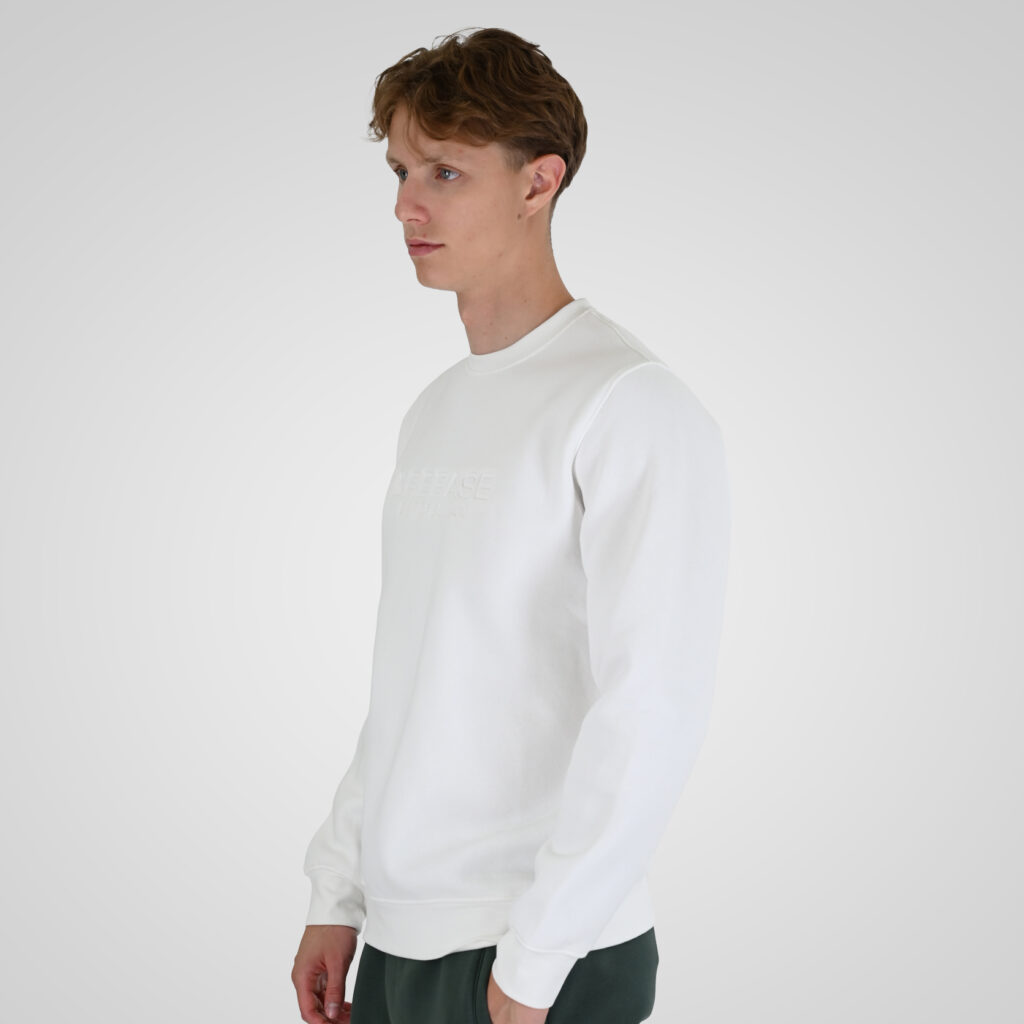 262RTOP-1173 CREWNECK TOP WITH ENGRAVED PRINT (BRUSHED FLEECE) OFF WHITE