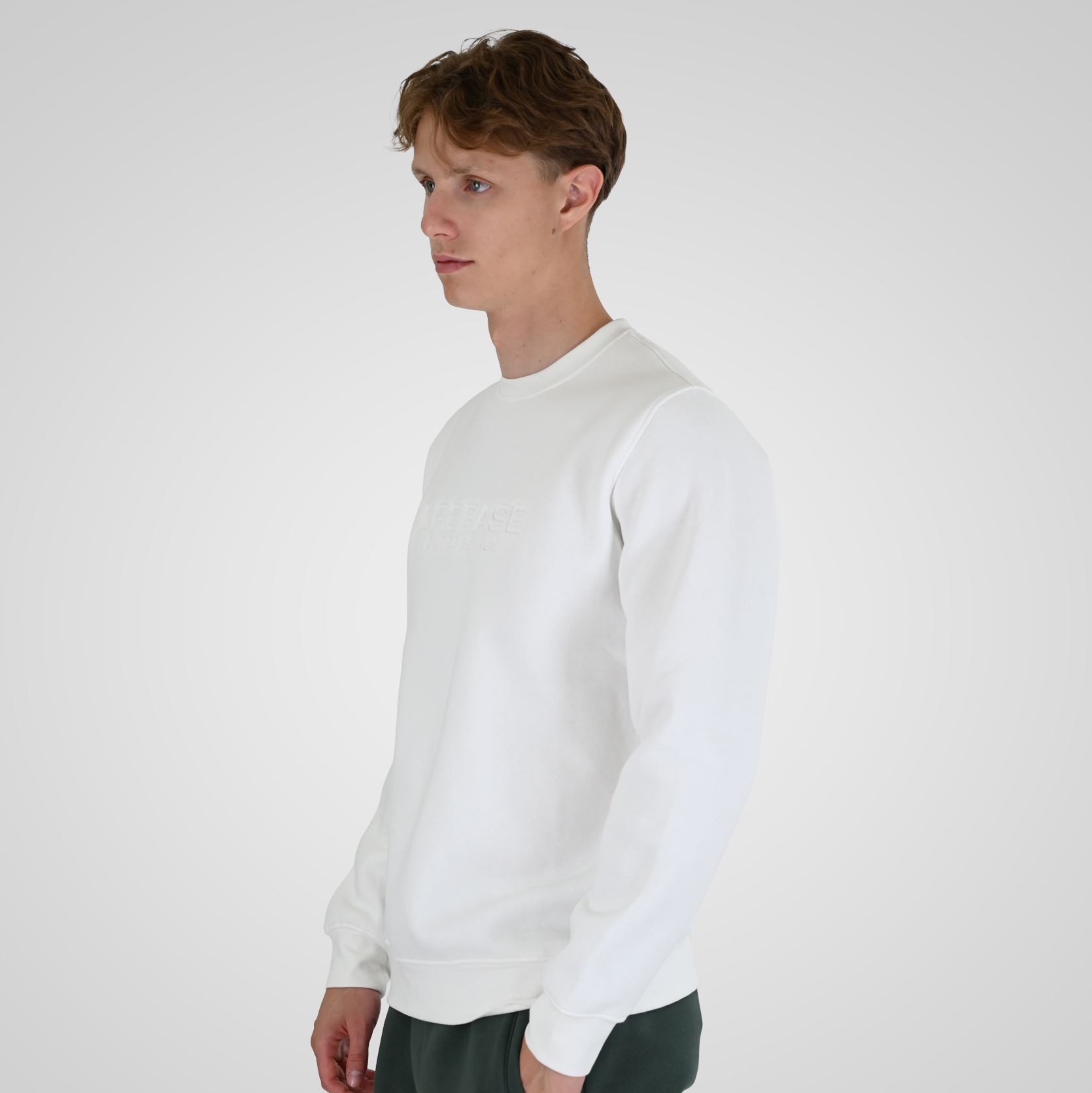 262RTOP-1173 CREWNECK TOP WITH ENGRAVED PRINT (BRUSHED FLEECE) OFF WHITE - Image 3