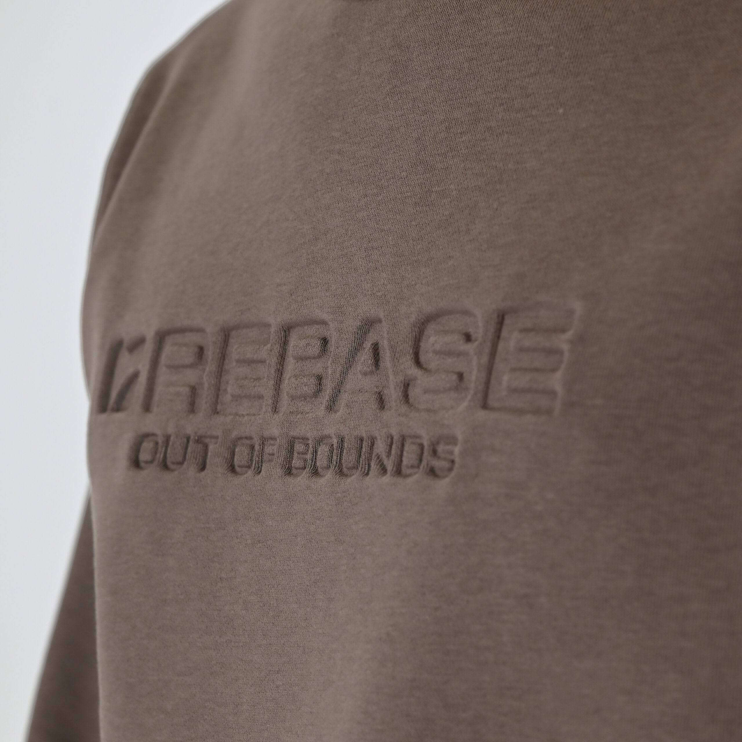 262RTOP-1173 CREWNECK TOP WITH ENGRAVED PRINT (BRUSHED FLEECE) TAUPE - Image 5