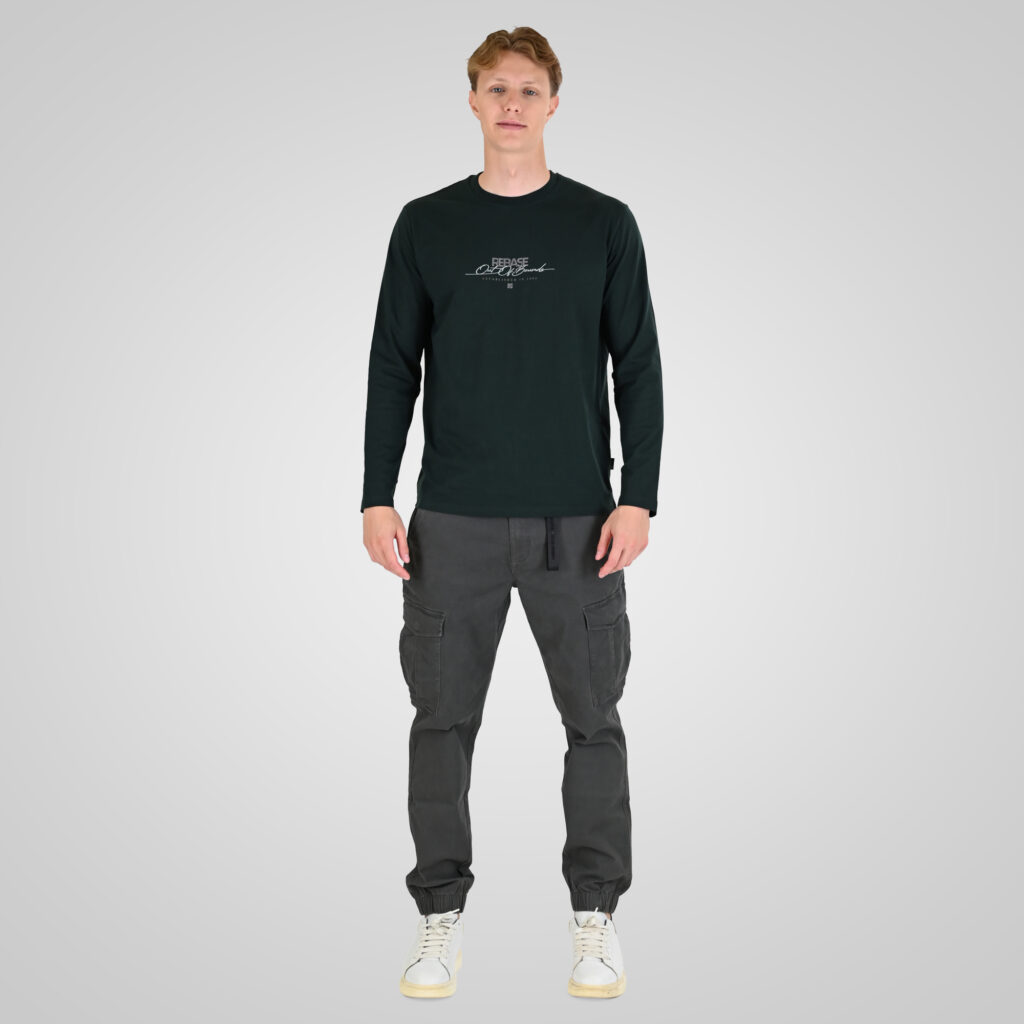 262RTS-9161 T-SHIRTS LONGSLEEVE WITH HIGH DENSITY PRINT FOREST GREEN