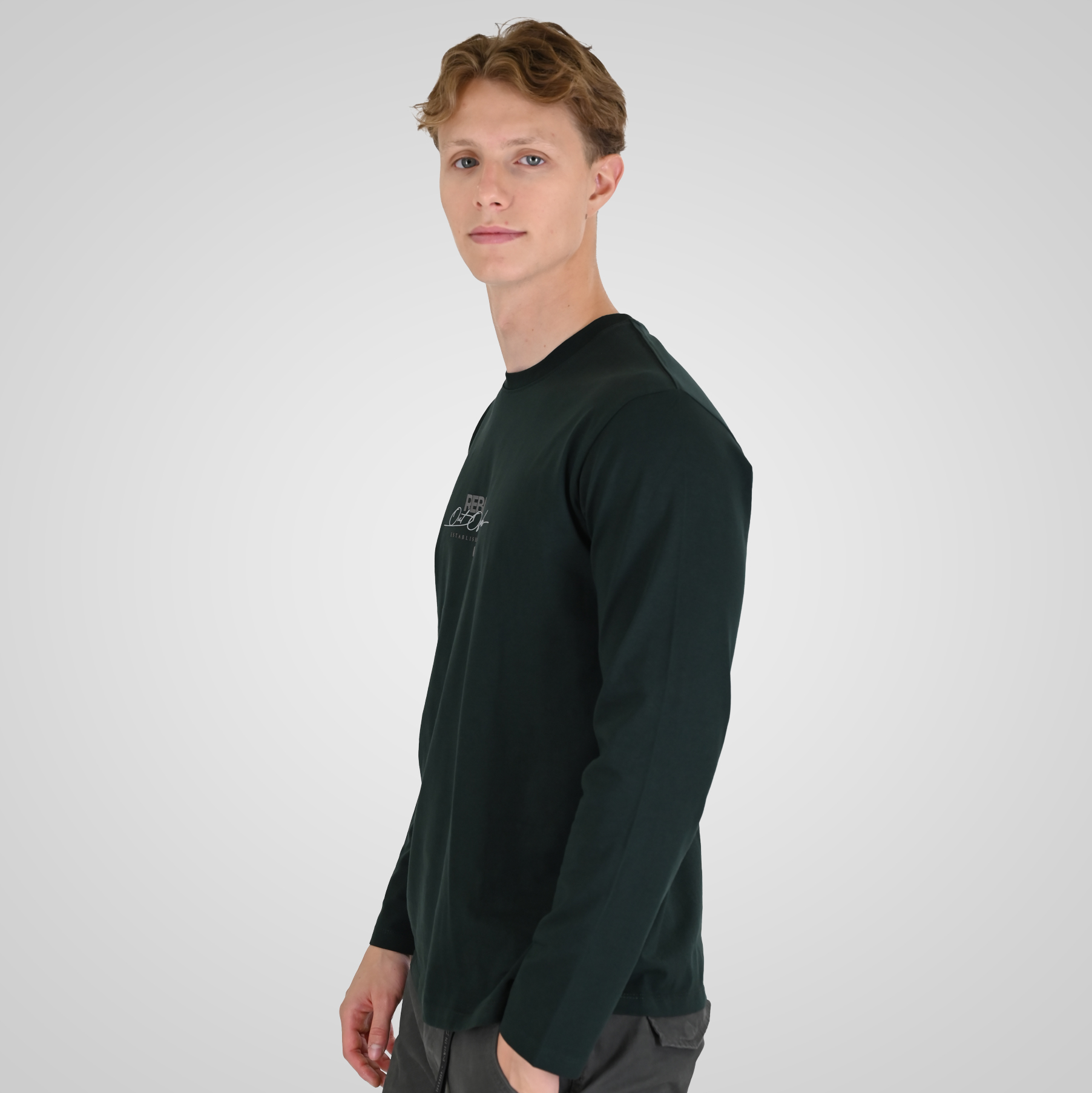 262RTS-9161 T-SHIRTS LONGSLEEVE WITH HIGH DENSITY PRINT FOREST GREEN - Image 3