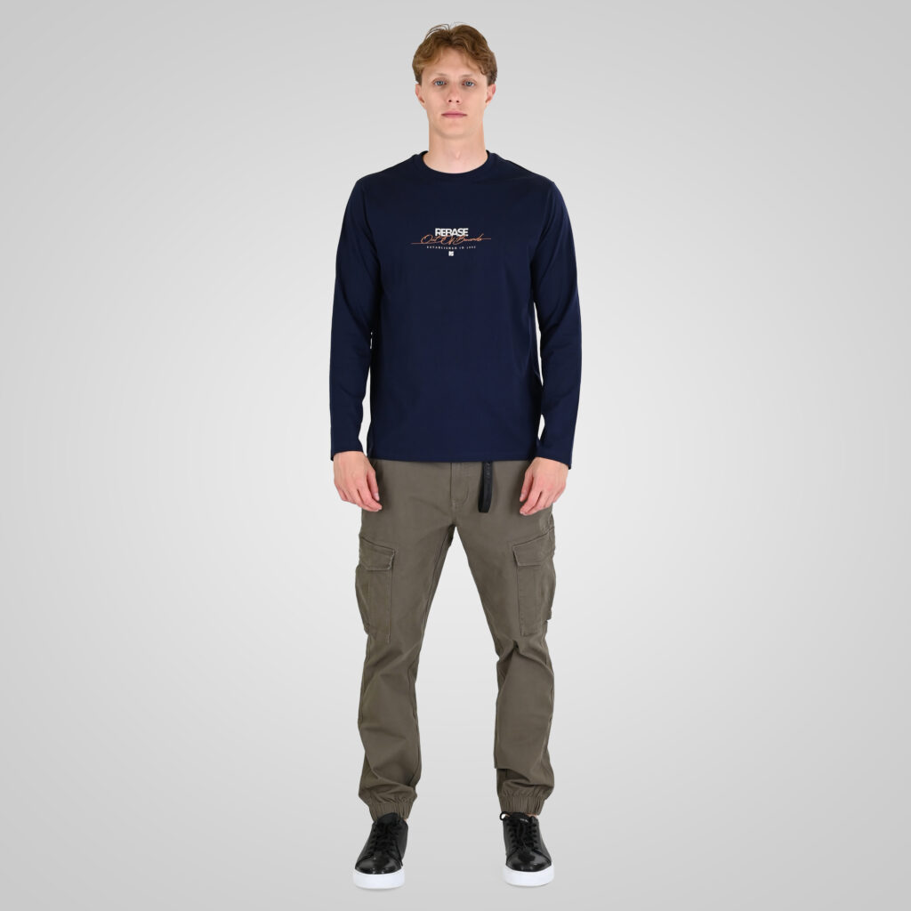 262RTS-9161 T-SHIRTS LONGSLEEVE WITH HIGH DENSITY PRINT NAVY