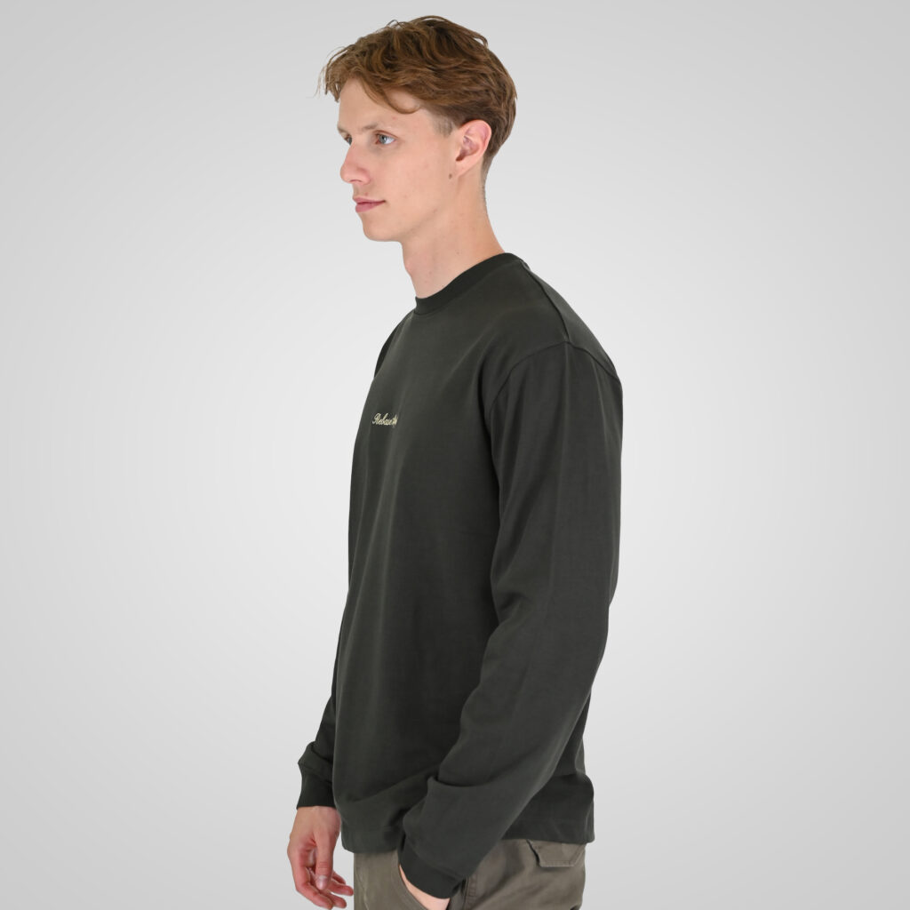 262RTS-9162 T-SHIRTS LONGSLEEVE WITH DENSE EMBROIDERY AND RIB ON CUFFS (HEAVY JERSEY) (RELAXED FIT) ANTHRACITE