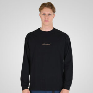 262RTS-9162 T-SHIRTS LONGSLEEVE WITH DENSE EMBROIDERY AND RIB ON CUFFS (HEAVY JERSEY) (RELAXED FIT) BLACK