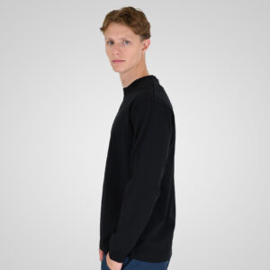 262RTS-9162 T-SHIRTS LONGSLEEVE WITH DENSE EMBROIDERY AND RIB ON CUFFS (HEAVY JERSEY) (RELAXED FIT) BLACK - Image 3