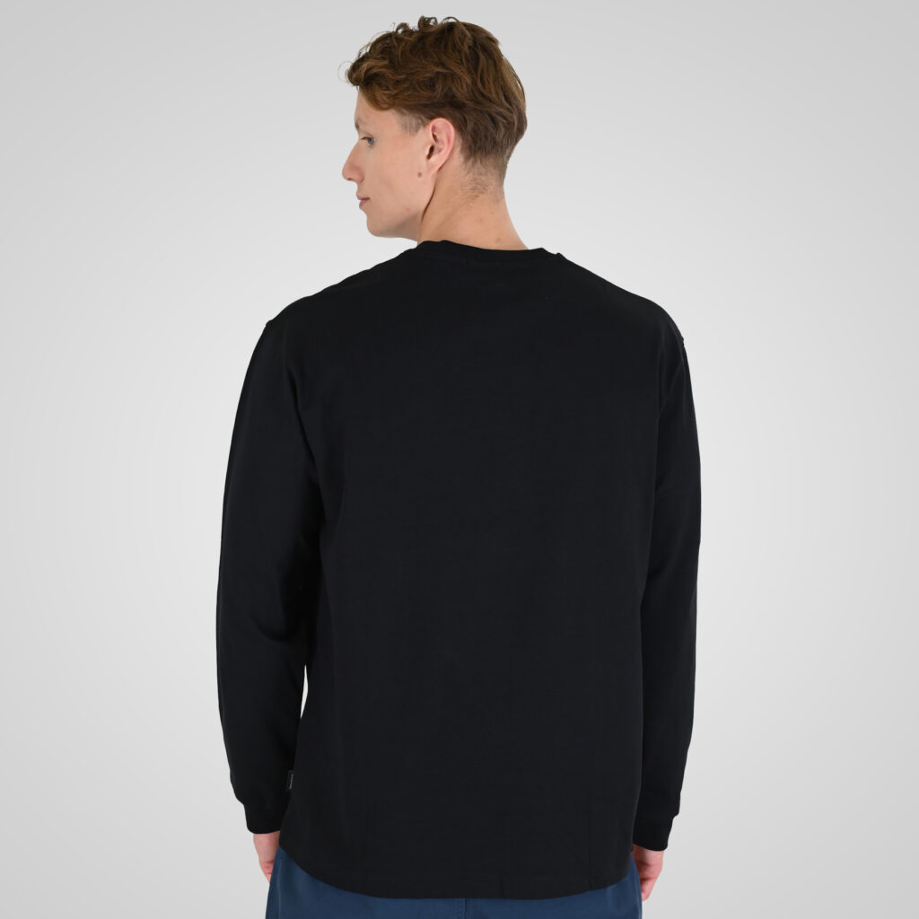 262RTS-9162 T-SHIRTS LONGSLEEVE WITH DENSE EMBROIDERY AND RIB ON CUFFS (HEAVY JERSEY) (RELAXED FIT) BLACK