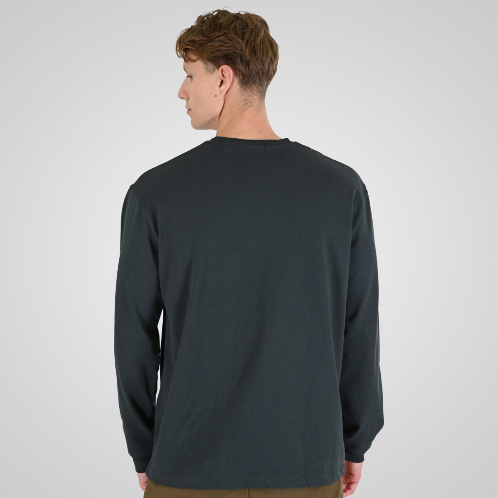 262RTS-9162 T-SHIRTS LONGSLEEVE WITH DENSE EMBROIDERY AND RIB ON CUFFS (HEAVY JERSEY) (RELAXED FIT) DK KHAKI