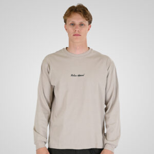 262RTS-9162 T-SHIRTS LONGSLEEVE WITH DENSE EMBROIDERY AND RIB ON CUFFS (HEAVY JERSEY) (RELAXED FIT) ICE GREY