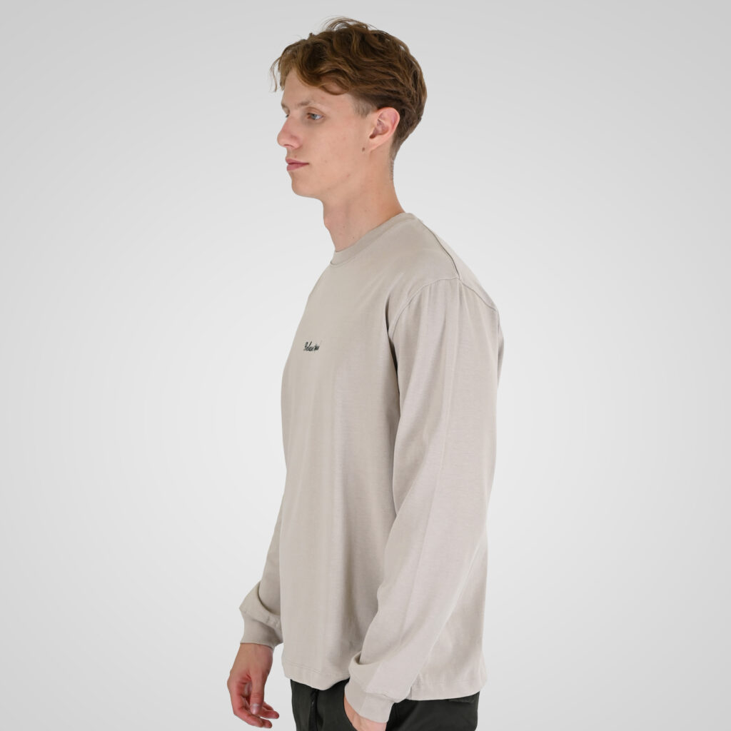 262RTS-9162 T-SHIRTS LONGSLEEVE WITH DENSE EMBROIDERY AND RIB ON CUFFS (HEAVY JERSEY) (RELAXED FIT) ICE GREY