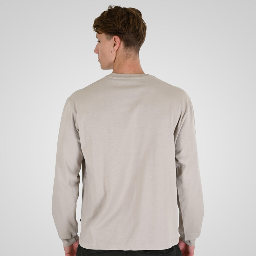 262RTS-9162 T-SHIRTS LONGSLEEVE WITH DENSE EMBROIDERY AND RIB ON CUFFS (HEAVY JERSEY) (RELAXED FIT) ICE GREY