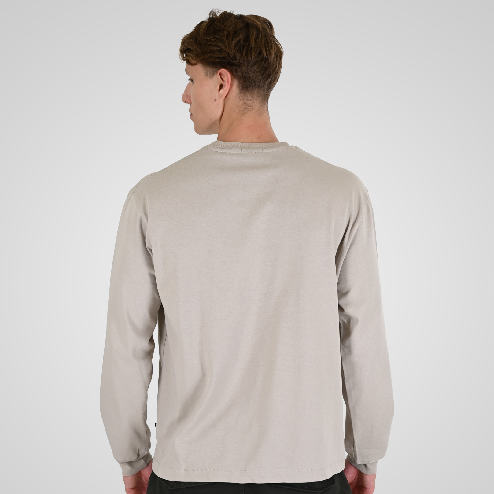 262RTS-9162 T-SHIRTS LONGSLEEVE WITH DENSE EMBROIDERY AND RIB ON CUFFS (HEAVY JERSEY) (RELAXED FIT) ICE GREY - Image 4