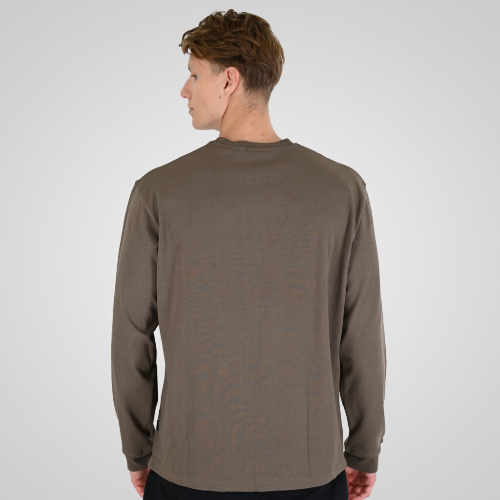 262RTS-9162 T-SHIRTS LONGSLEEVE WITH DENSE EMBROIDERY AND RIB ON CUFFS (HEAVY JERSEY) (RELAXED FIT) TAUPE