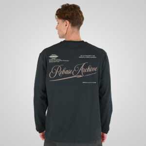 262RTS-9163 T-SHIRTS LONGSLEEVE FRONT - BACK PRINTED WITH DOUBLE PRESSED PRINT AND RIB ON CUFFS (HEAVY JERSEY) (RELAXED FIT) ANTHRACITE - Image 4