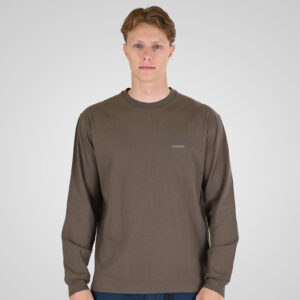 262RTS-9163 T-SHIRTS LONGSLEEVE FRONT - BACK PRINTED WITH DOUBLE PRESSED PRINT AND RIB ON CUFFS (HEAVY JERSEY) (RELAXED FIT) TAUPE