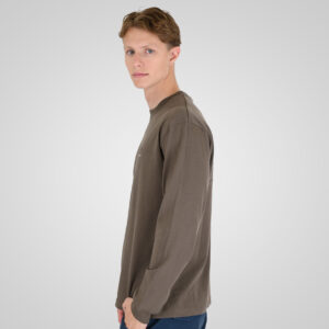 262RTS-9163 T-SHIRTS LONGSLEEVE FRONT - BACK PRINTED WITH DOUBLE PRESSED PRINT AND RIB ON CUFFS (HEAVY JERSEY) (RELAXED FIT) TAUPE - Image 3