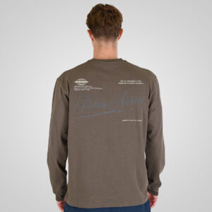 262RTS-9163 T-SHIRTS LONGSLEEVE FRONT - BACK PRINTED WITH DOUBLE PRESSED PRINT AND RIB ON CUFFS (HEAVY JERSEY) (RELAXED FIT) TAUPE - Image 4
