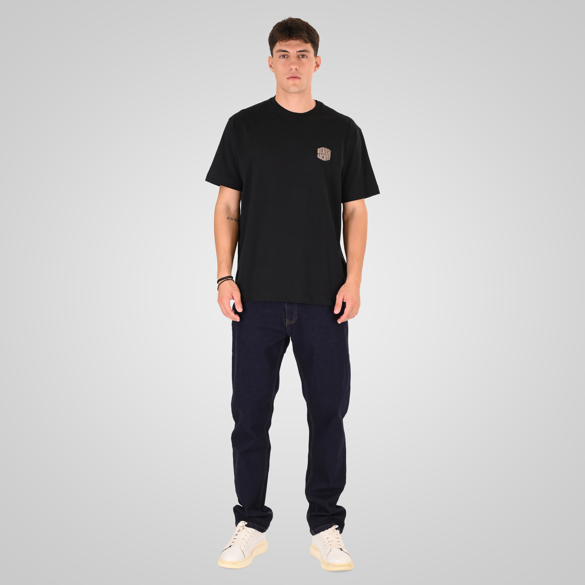 262RTS-9164 T-SHIRTS WITH PUFF PRINT (HEAVY JERSEY) (RELAXED FIT) BLACK - Image 2