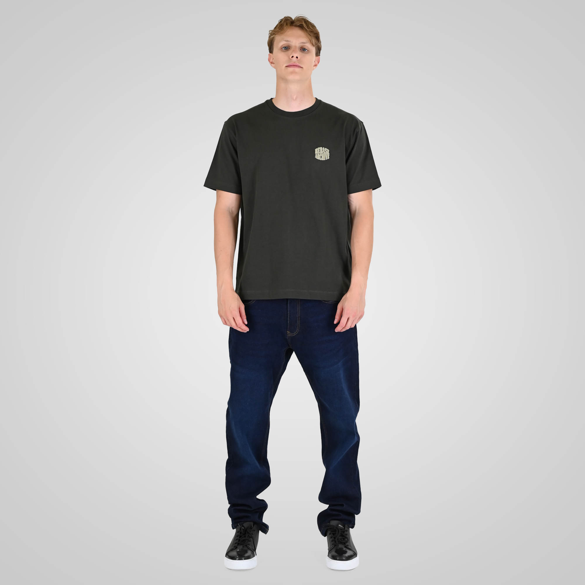 262RTS-9164 T-SHIRTS WITH PUFF PRINT (HEAVY JERSEY) (RELAXED FIT) DK KHAKI - Image 2
