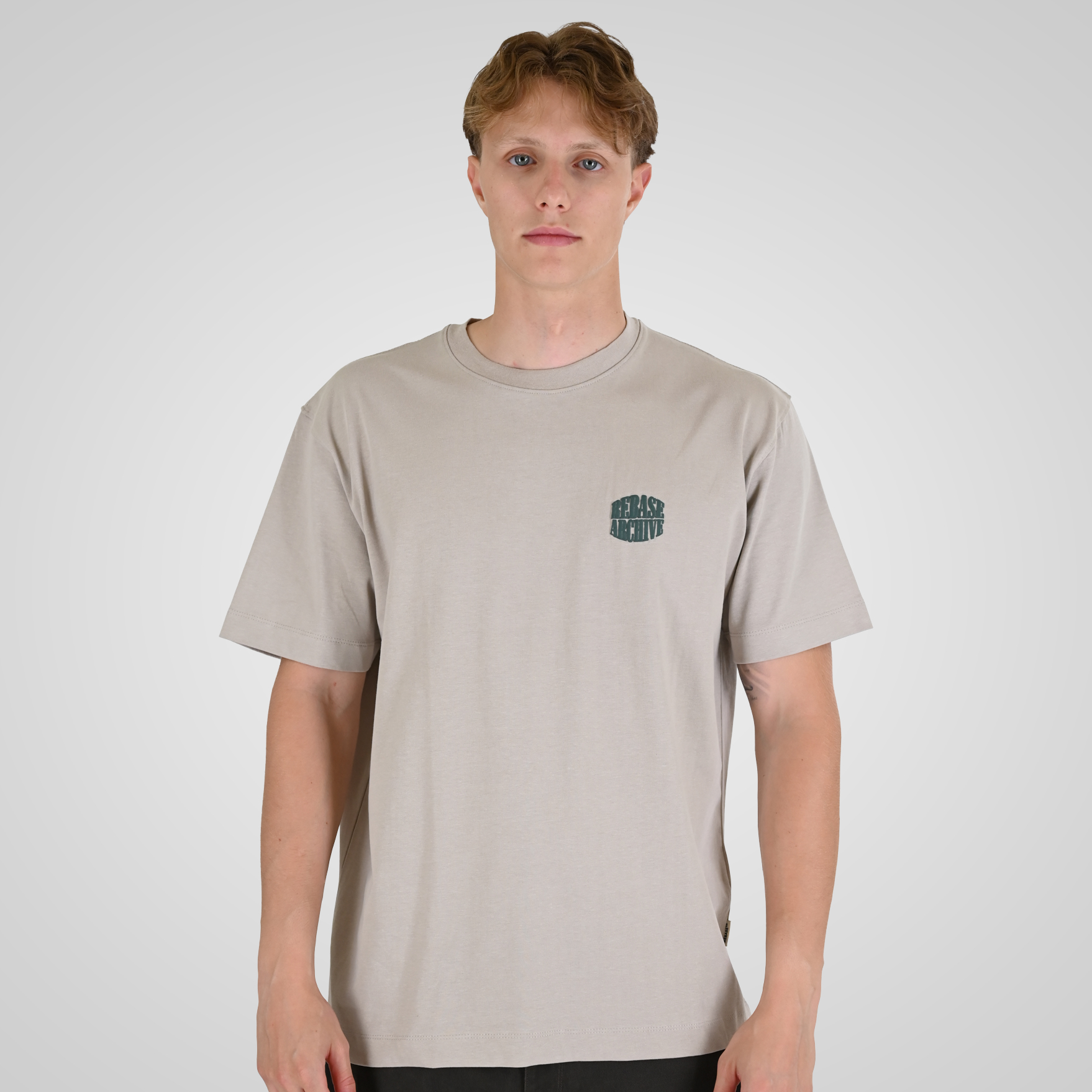 262RTS-9164 T-SHIRTS WITH PUFF PRINT (HEAVY JERSEY) (RELAXED FIT) ICE GREY - Image 1