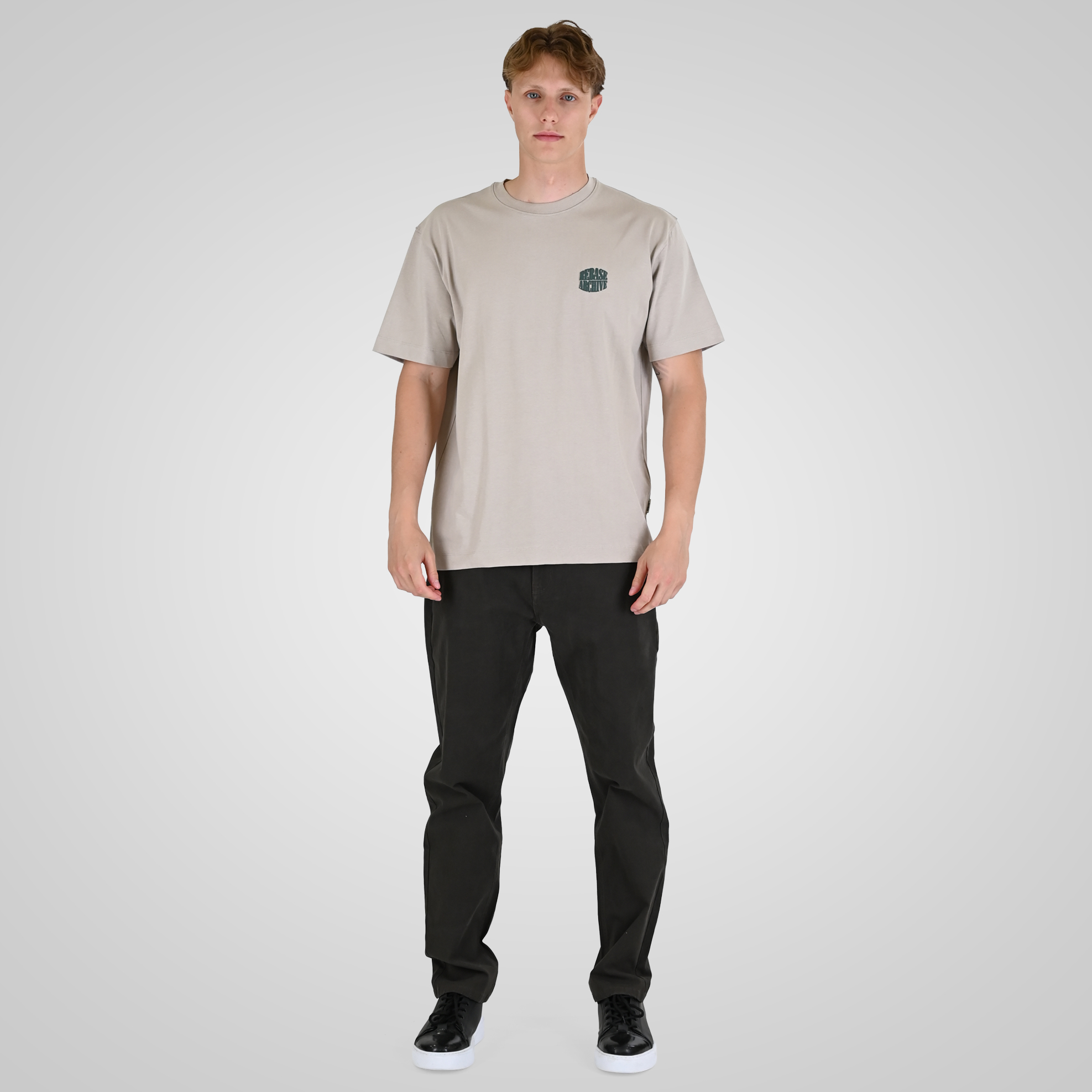262RTS-9164 T-SHIRTS WITH PUFF PRINT (HEAVY JERSEY) (RELAXED FIT) ICE GREY - Image 2